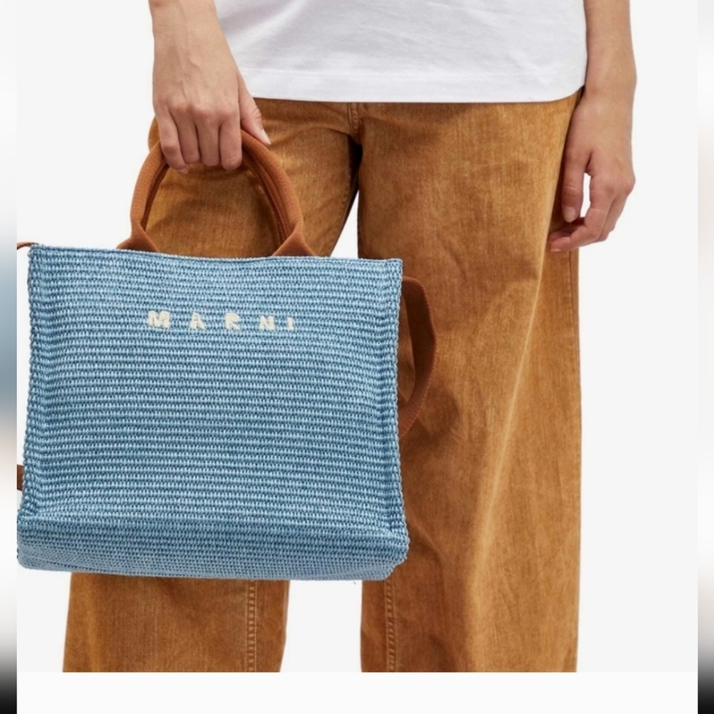 Marni Women's Small Basket Bag in Opal/ Moca New With Tags